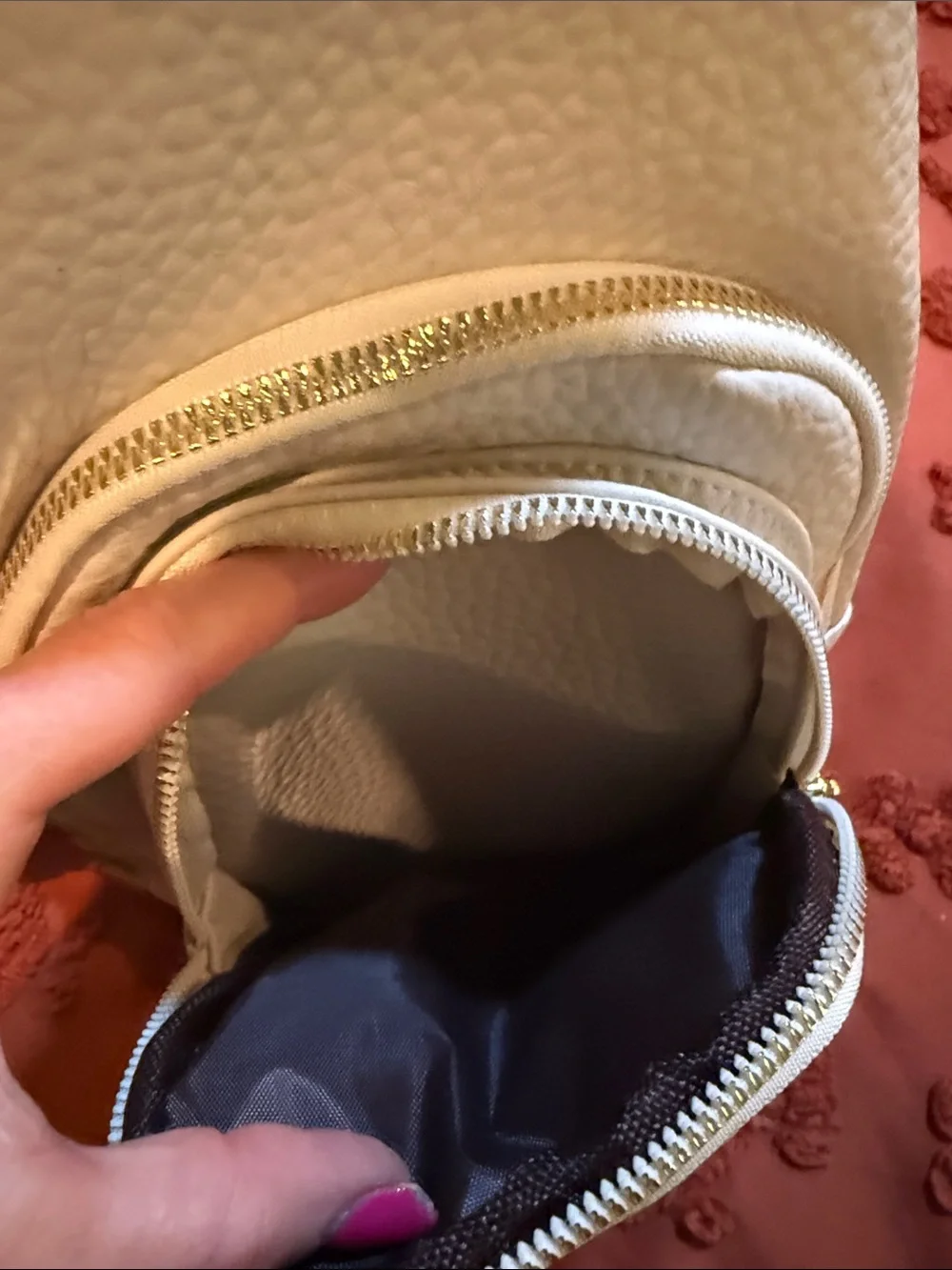 White Leather Crossbody Sling Bag with Patterned Strap